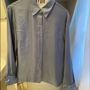 Blue/Gray Silk Ann Taylor blouse.
